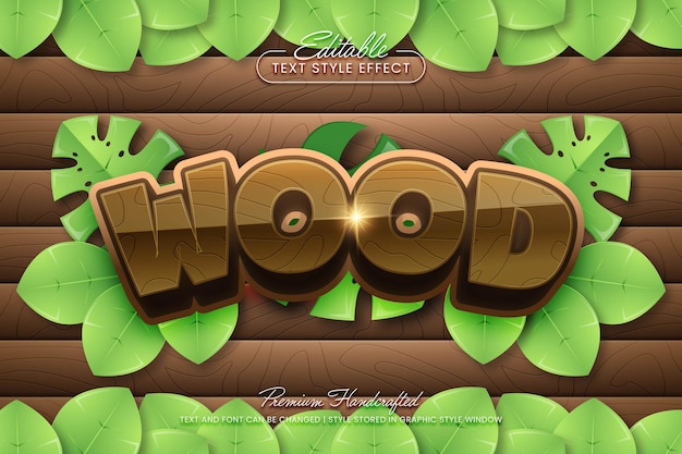 Organic wood vector graphic style Editable vector 3D text effect