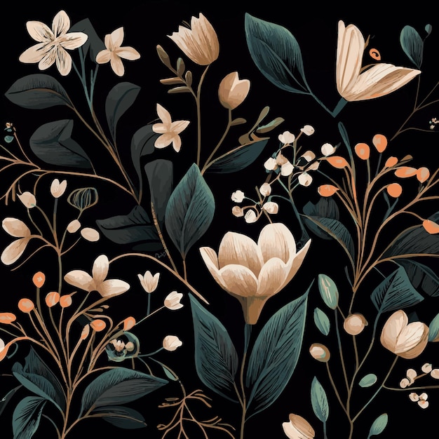 Organische donkere bloemen textuur patroon achtergrond Vector