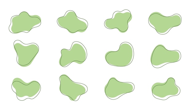 Organische kleurrijke blobvormen Ronde abstracte organische vormcollectie Kiesdruppels en steen