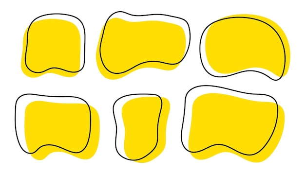 Organische vorm tekst frames Vector set van abstracte gele spraak bubbels