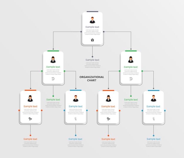 Vector organizational chart with business avatar icons