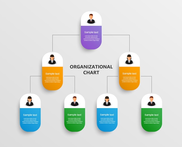 Vector organizational chart with business avatar icons