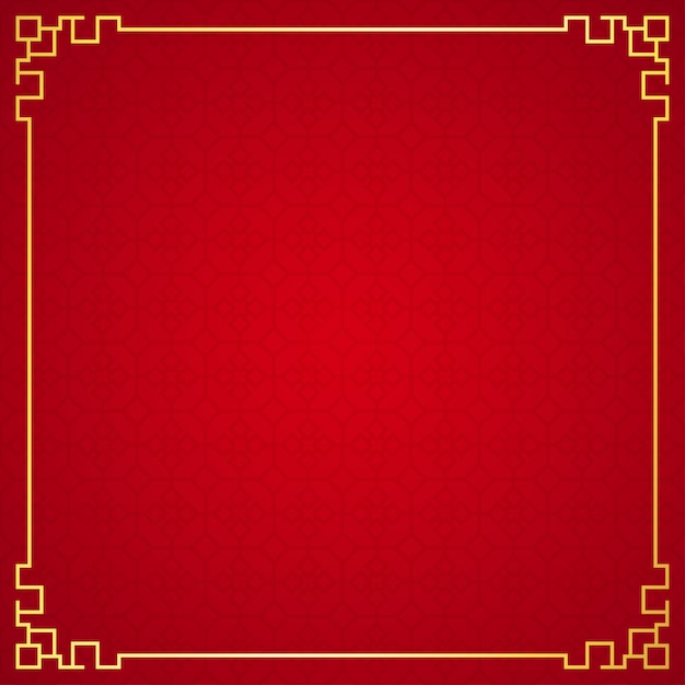 Ornamento cinese orientale del confine su fondo rosso