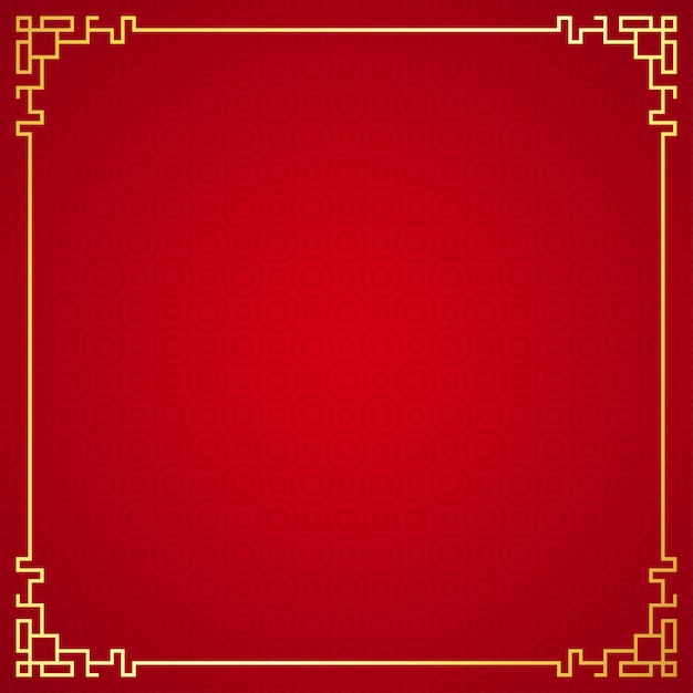 Oriental chinese border ornament on red background