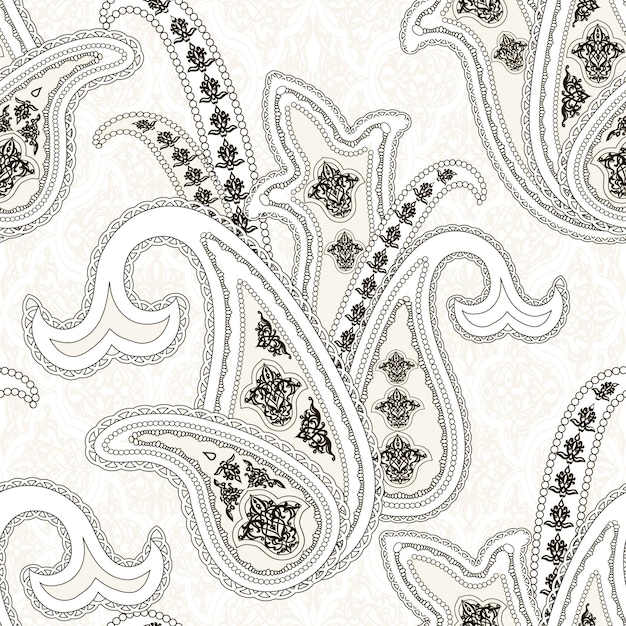 Vector oriental filigree paisley seamless ornaments