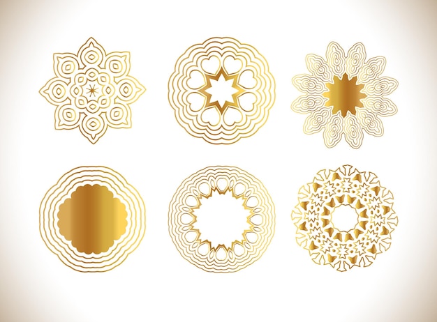 Oriental gold pattern Golden snowflakes set