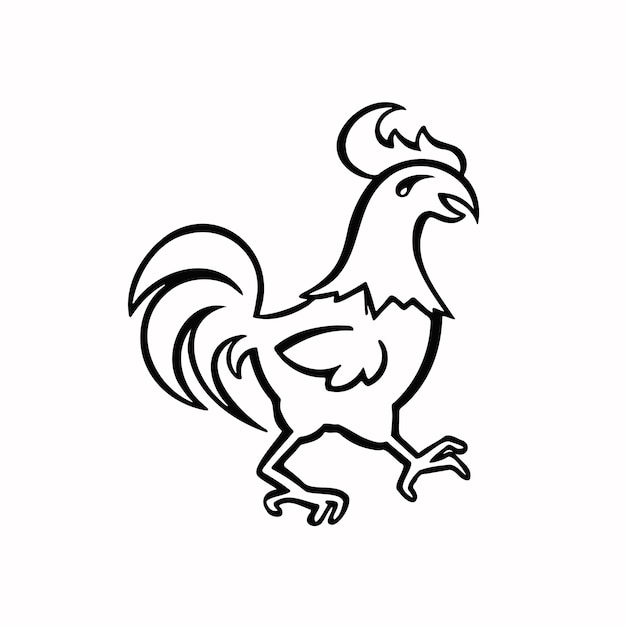 Oriental horoscope symbol of rooster chicken line vector illustration