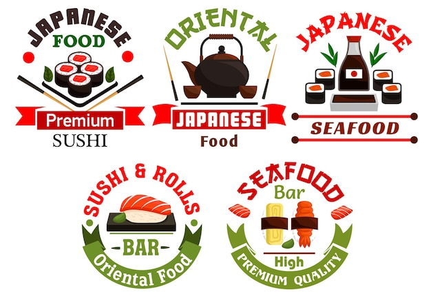 Oriental japanese food restaurant icons