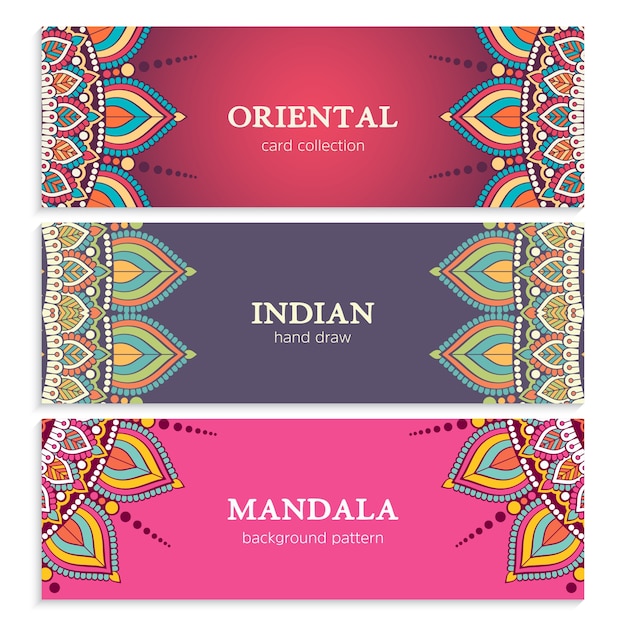 Vector oriental mandala banners