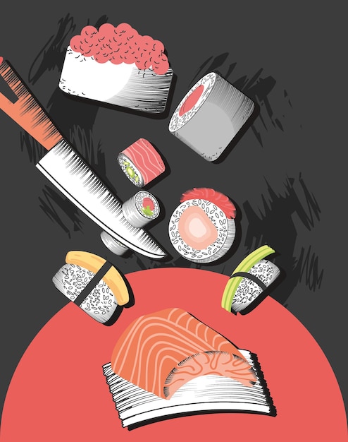 Oriental menu sushi