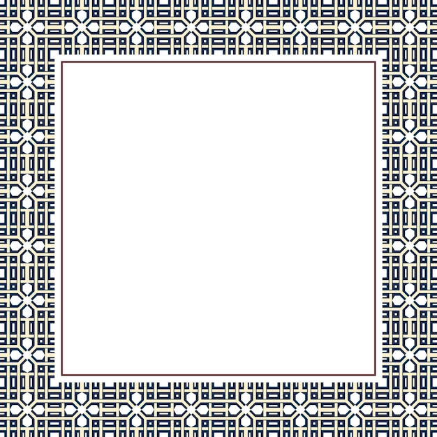 Oriental ornamental mosaic arabic design for page decoration vector frame of asian mosaic border