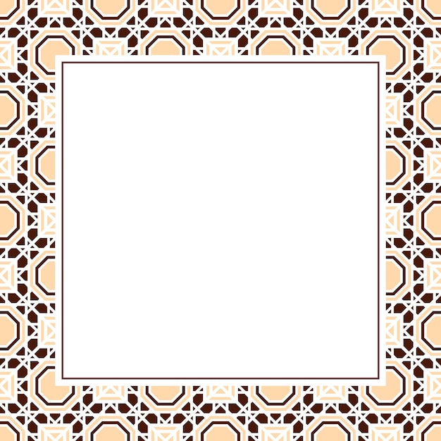 Восточная орнаментальная мозаика. Арабский дизайн для оформления страницы. Векторная рамка азиатской мозаичной границы