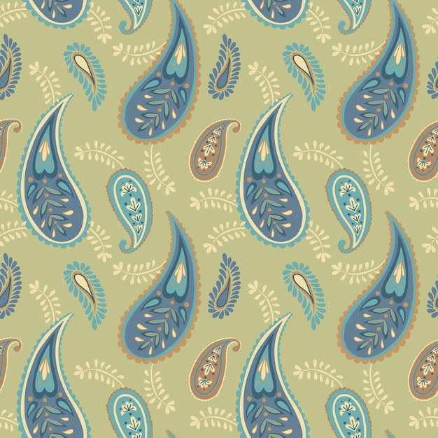 Oriental paisley motifs Vector seamless pattern