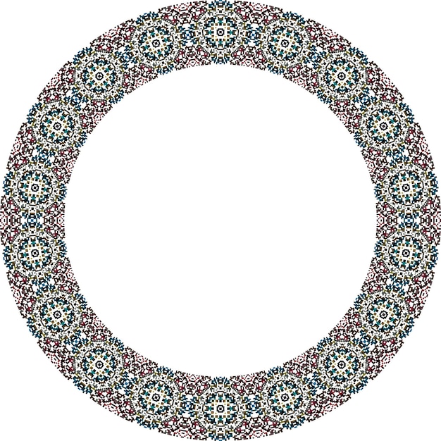 Vector oriental round frame with arabesques and floral motifs copy space vector clip art
