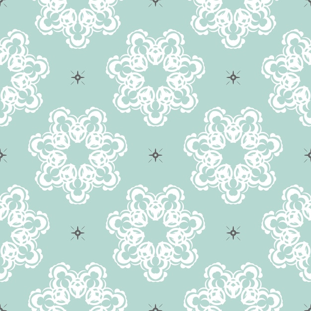 Oriental seamless vector background Wallpaper in a baroque style pattern Baby blue floral element Graphic ornament for wallpaper fabric packaging Oriental floral ornament