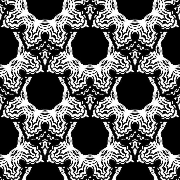 Восточный бесшовный векторный фон обои в винтажном стиле шаблона черно-белый цветочный элемент графический орнамент для упаковки ткани восточный цветочный орнамент