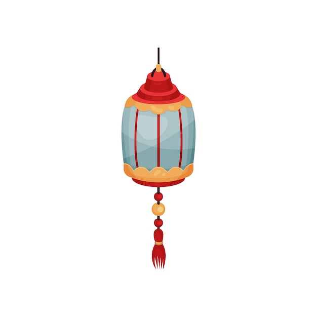 Oriental street or house lantern decorative element for festive design vector Illustration isolated on a white background