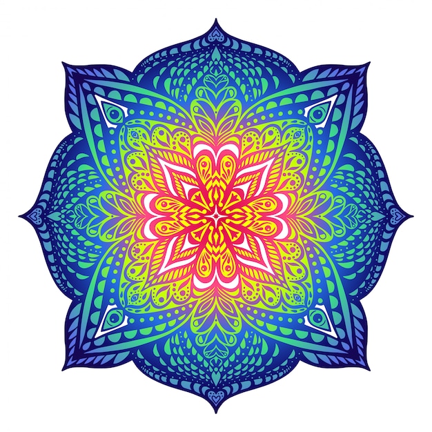 Vettore mandala in stile orientale. mandala in stile orientale. colori freddi.