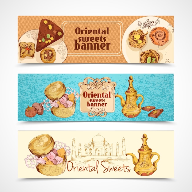 Vector oriental sweets banners