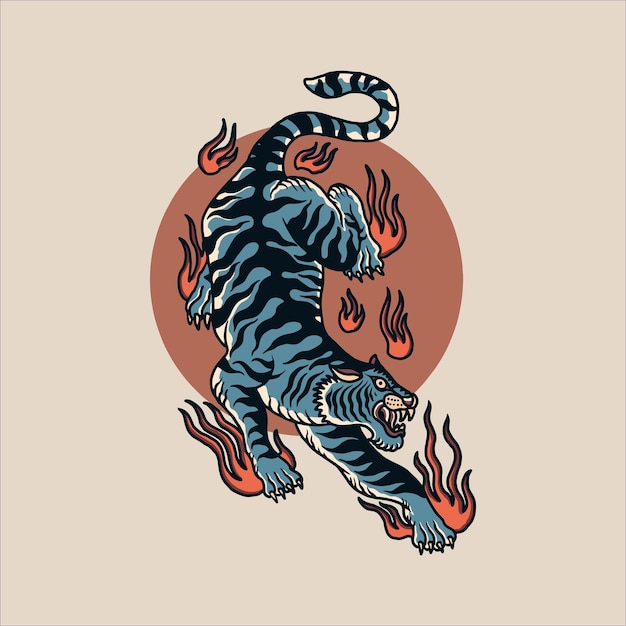 oriental tiger tattoo vector design