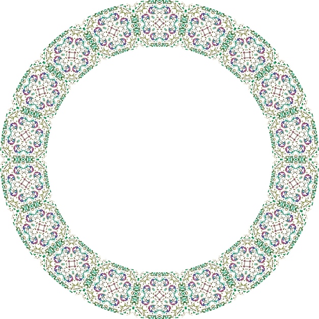 Oriental vector round frame with arabesques and floral motifs Place for your text