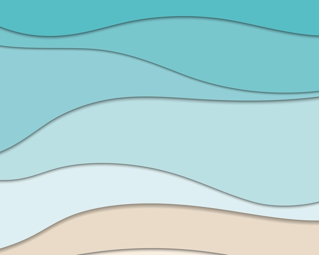 Origami achtergrond zee oceaan inkomende kalme golf Papier banner ontwerp Vector illustratie Eps10