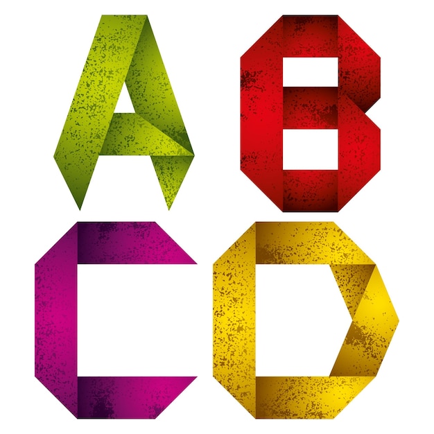 Vector origami alphabet letters a b c d