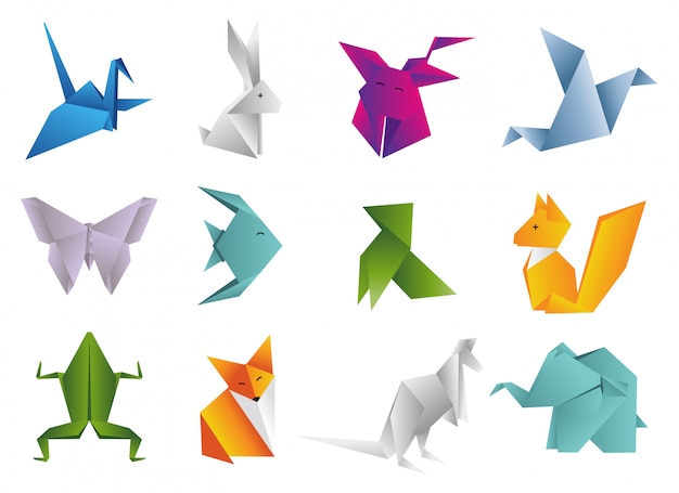 Premium Vector | Origami animals set