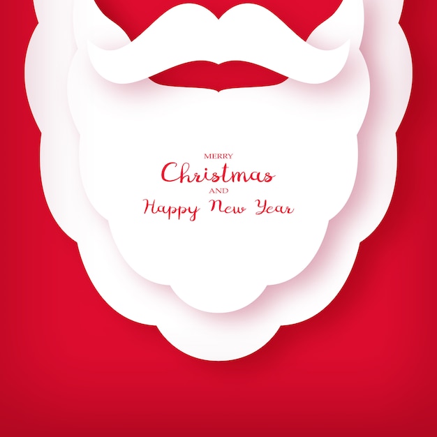 Secret Santa Claus cards set. Merry Christmas and Happy New Year banner  template or invitation with white beard and moustache, red Santa suit and  bag with gifts. Flat vector illustration. 4892189 Vector