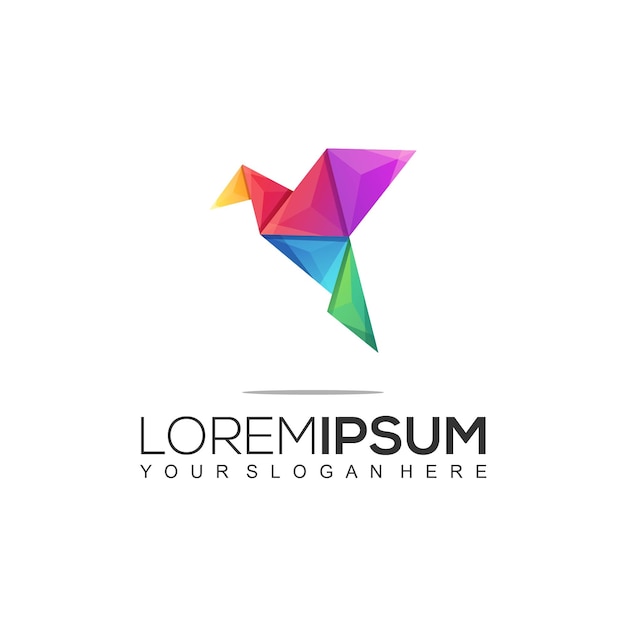 Origami bird colorful logo template