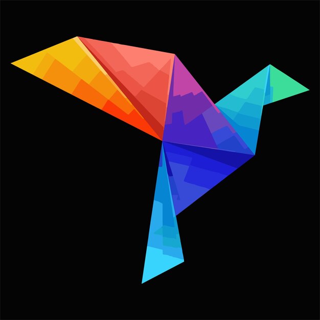 Vettore origami bird gradient logo illustrazione vettoriale opera d'arte