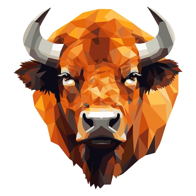 Origami Buffalo hoofd logo ontwerp vector