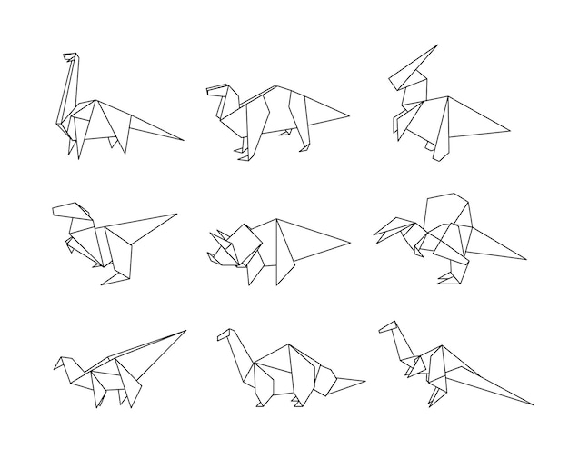 Origami dinosaurs set