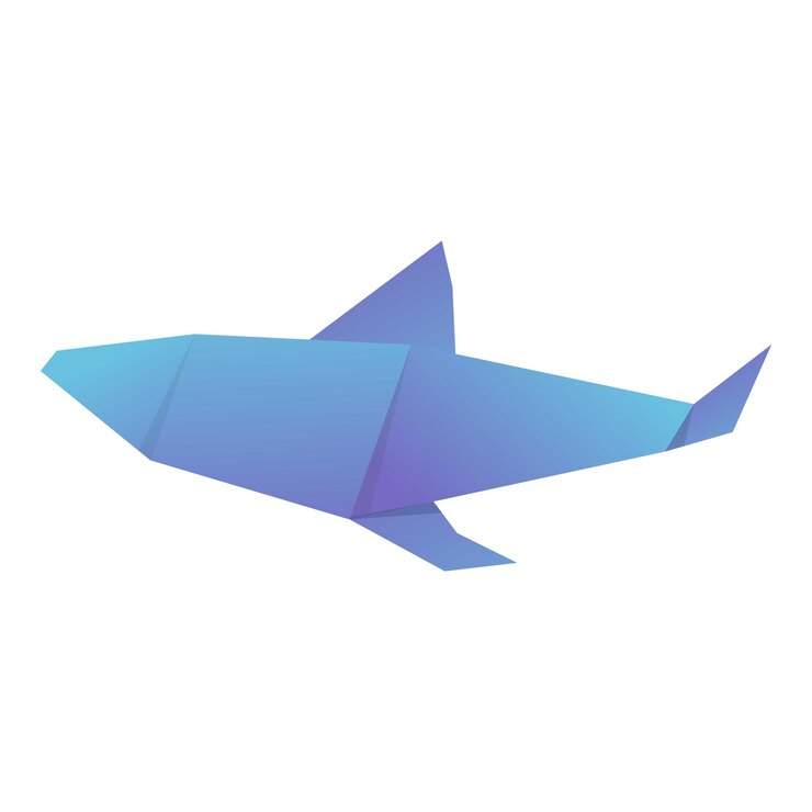 Vector origami dolphin icon cartoon vector paper animal art paper