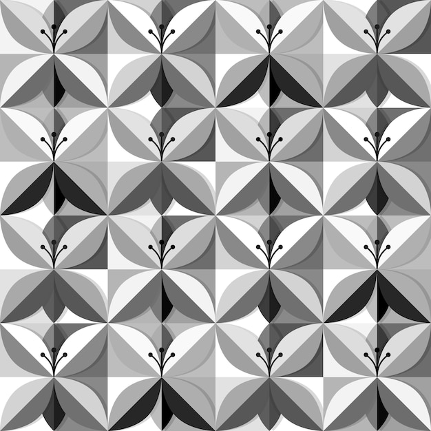 Origami flowers in a black and white seamless pattern EPS10 vector format