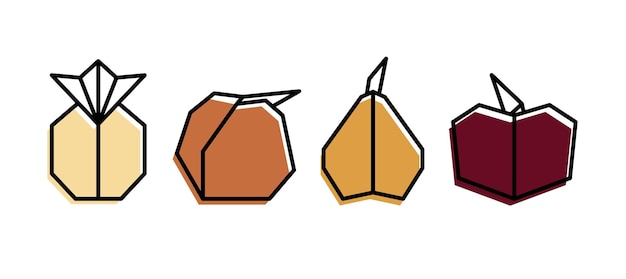 Origami fruit pictogrammen