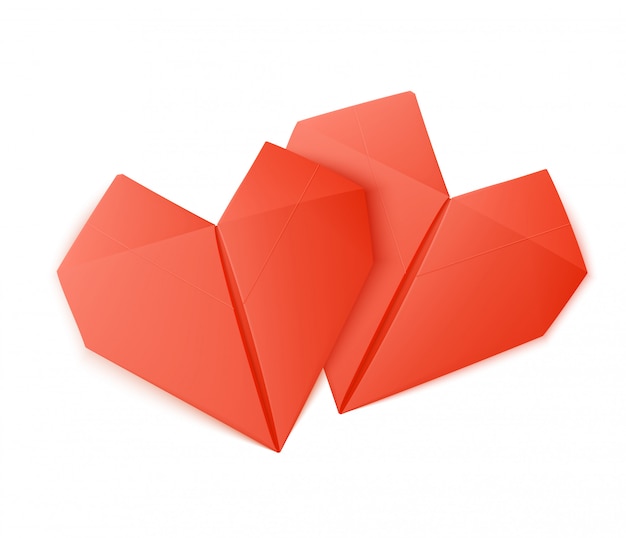 Vector origami heart shapes