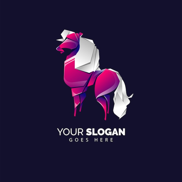 Vector origami horse logo template