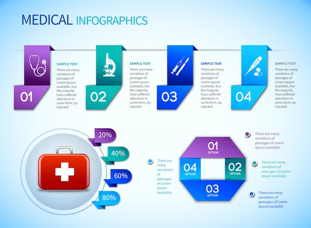 Origami infographics modello medico