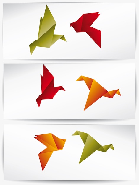 Vector origami japan papieren vliegende vogel