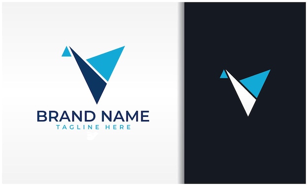 Vector origami letter v logo