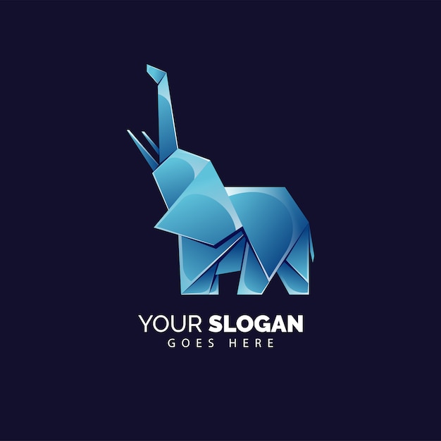 Vector origami olifant logo sjabloon