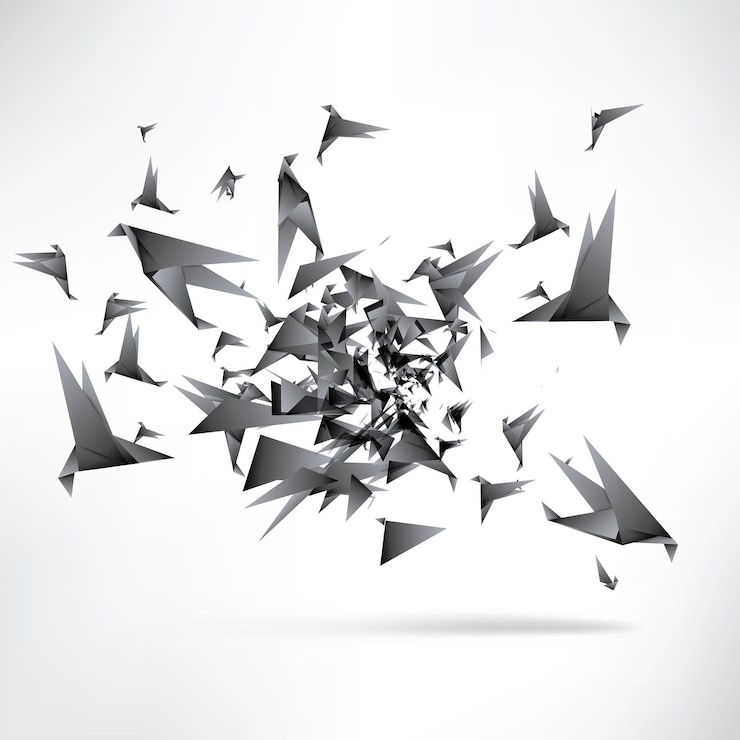 Vector origami paper bird on abstract background