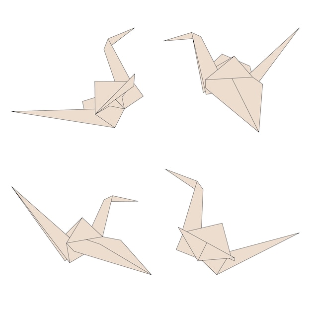 Бумажные журавлики оригами устанавливают бумажную птицу как символ мира и свободы