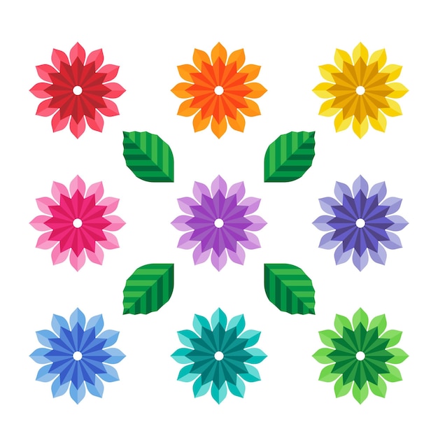 Vector origami paper flower vector set