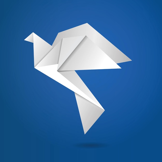 Vector origami paper stylized blue pigeon