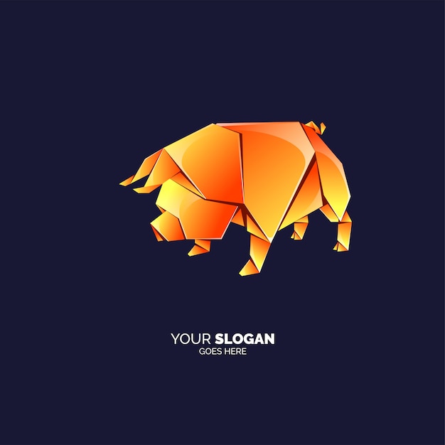 Origami pig logo template