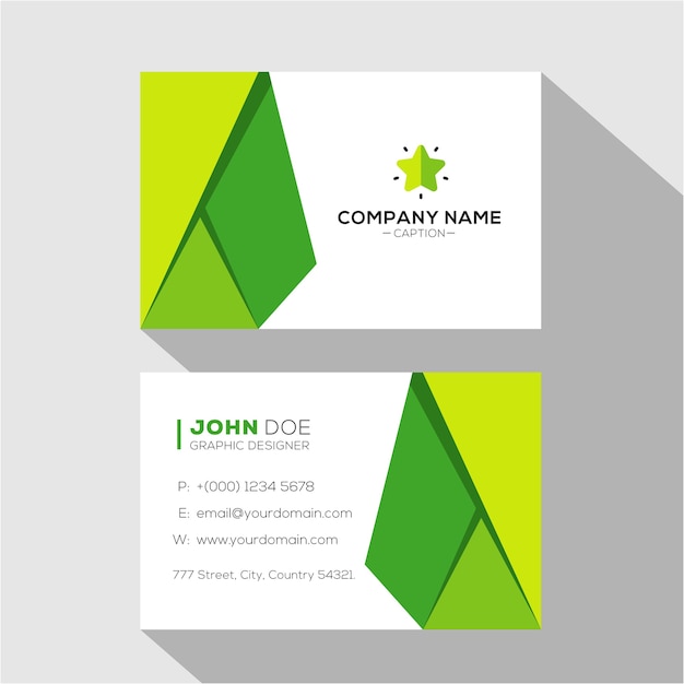 Origami Style Flat Green Design Corporate Business Card