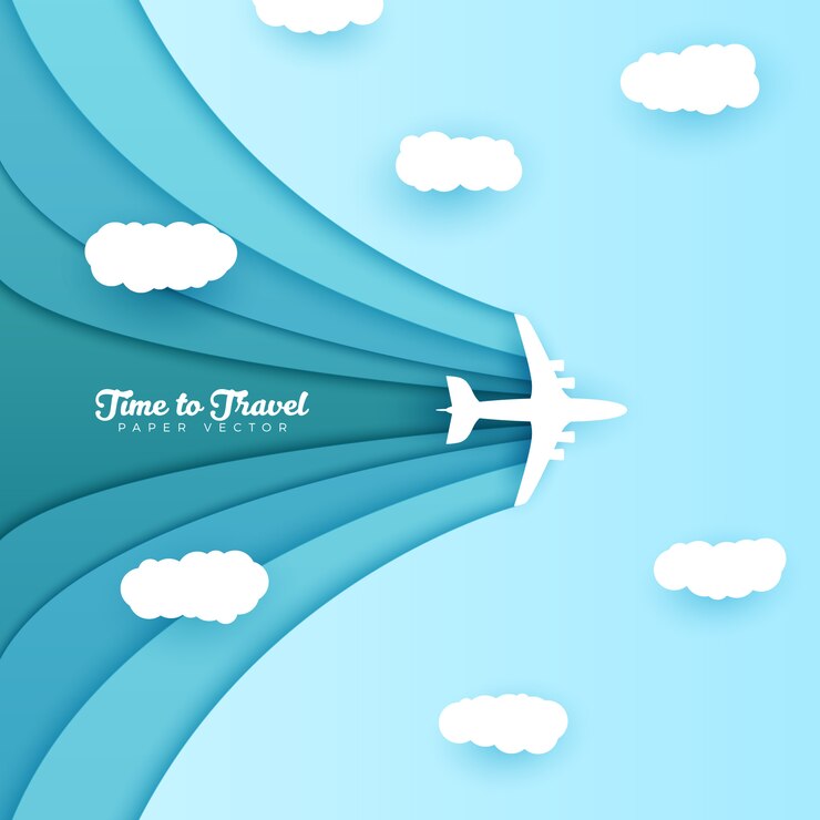 Vector origami style travel background