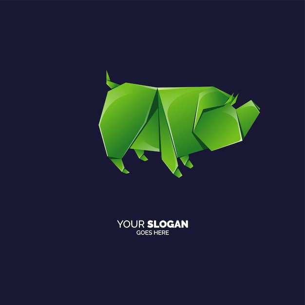 Vector origami varken logo sjabloon